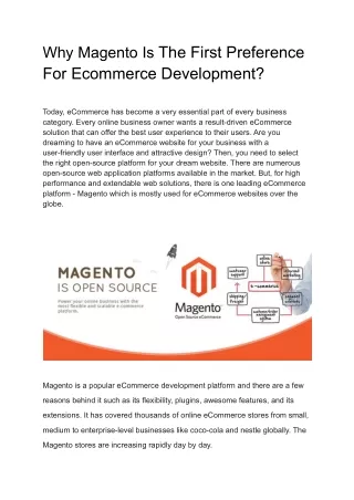 Why Magento isThe First Preference of Ecommerce Development?