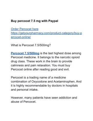Buy percocet 7.5 mg with Paypal