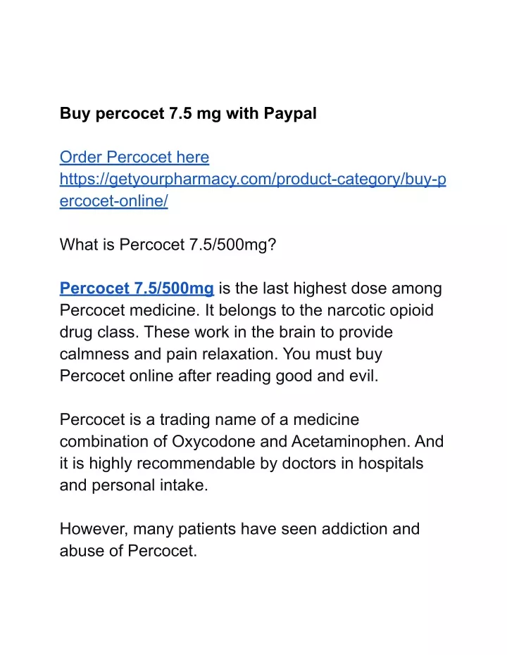 buy percocet 7 5 mg with paypal