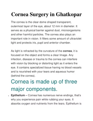 Cornea Surgery in Ghatkopar - Mumbaieyecare