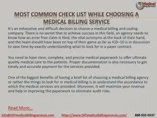 most common check list while choosing a medical billing service