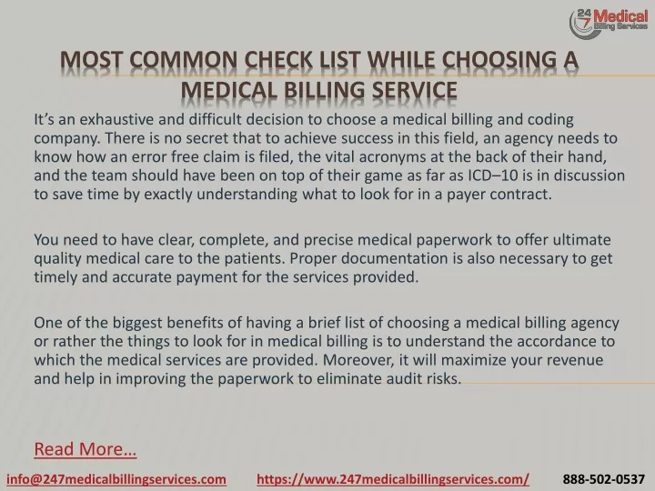 most common check list while choosing a medical billing service