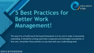 5 best practices for better work management