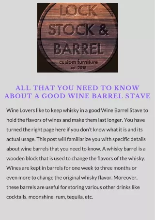 All that you need to know about a good wine barrel stave