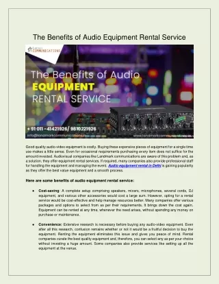The Benefits of Audio Equipment Rental Service