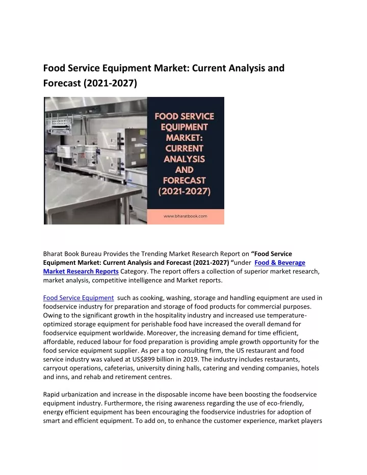 food service equipment market current analysis