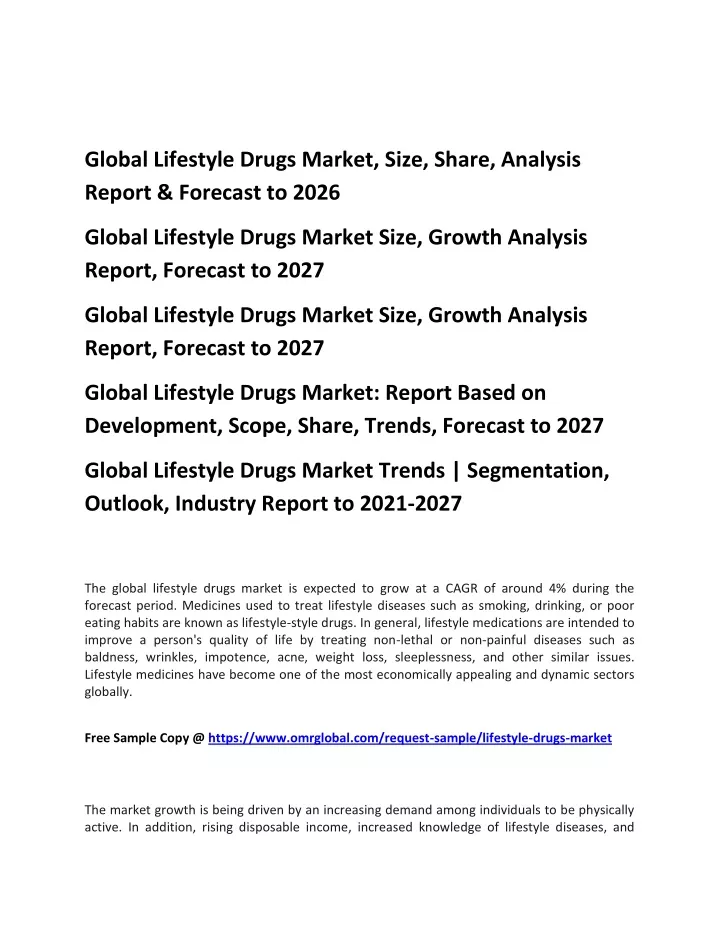 global lifestyle drugs market size share analysis
