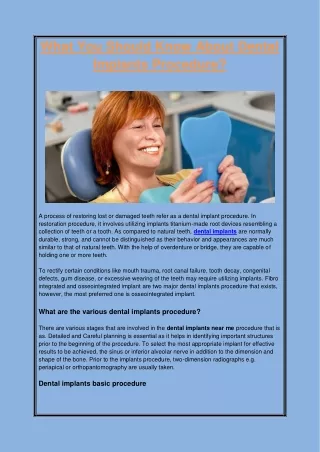 What You Should Know About Dental Implants Procedure