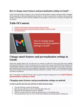 how to change smart features and personalization