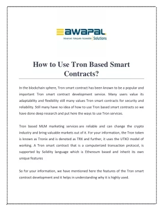how to use tron based smart contracts