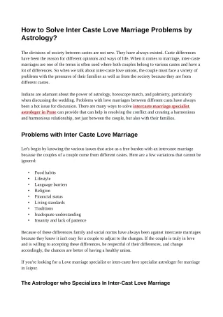 how to solve inter caste love marriage problems