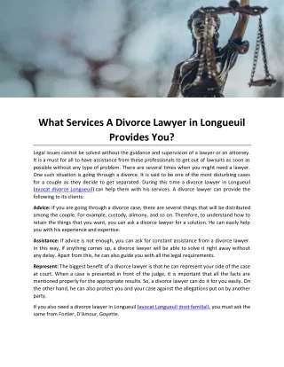 What Services A Divorce Lawyer in Longueuil Provides You