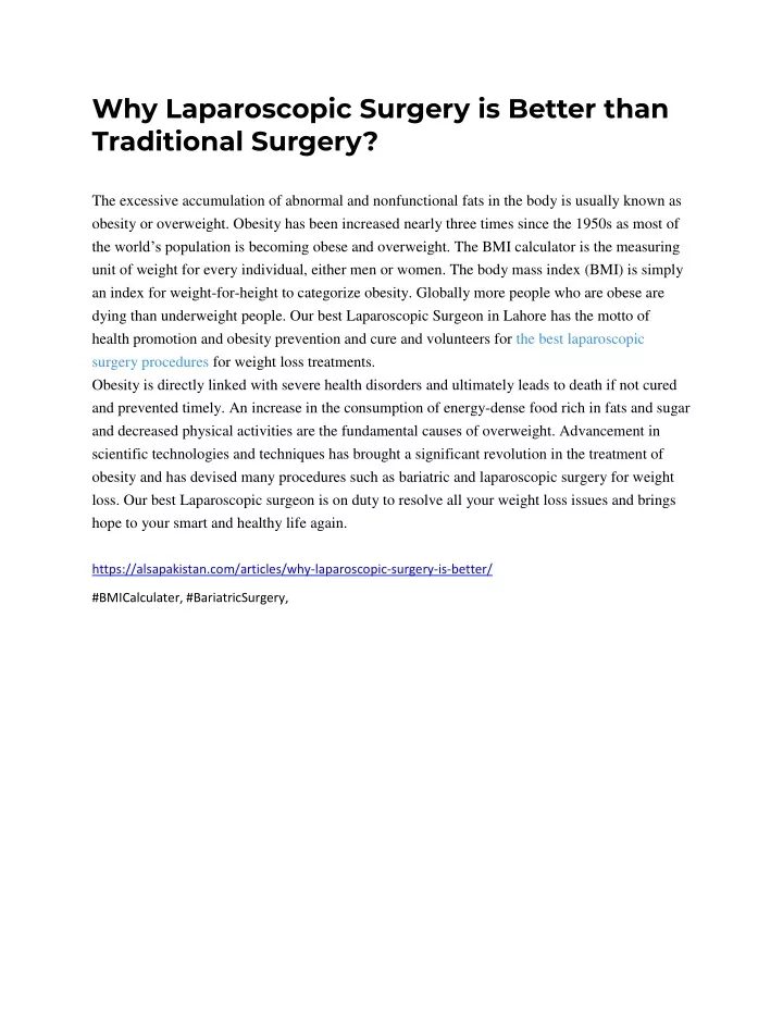 why laparoscopic surgery is better than