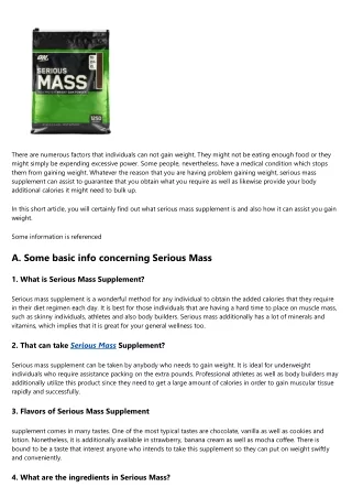 Serious Mass Supplement for underweight individuals