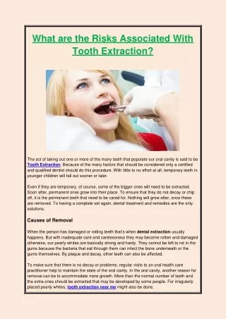 What are the Risks Associated With Tooth Extraction