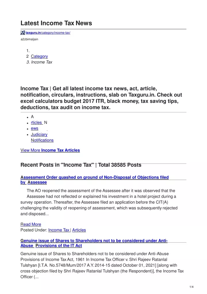 latest income tax news