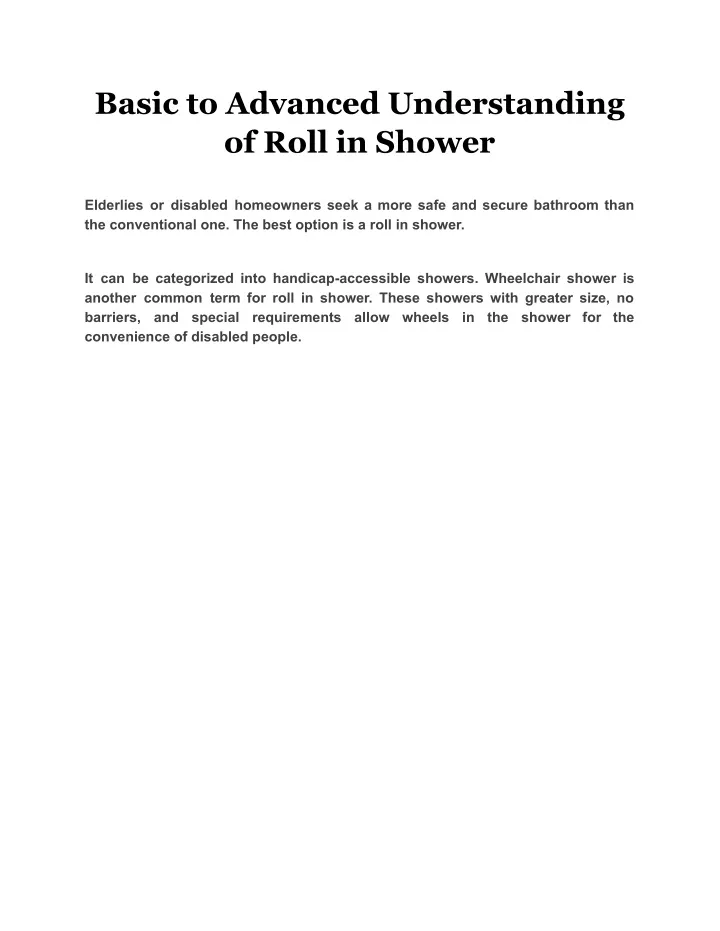 basic to advanced understanding of roll in shower