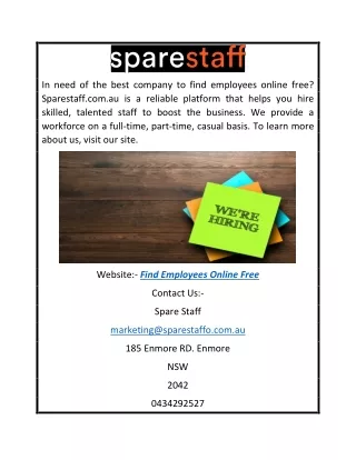 Find Employees Online Free | Sparestaff.com.au