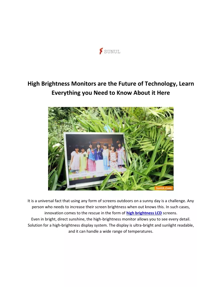 high brightness monitors are the future