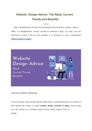 Website Design Advice The Need, Current Trends and Benefits