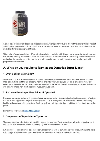 Exactly how to make use of Dymatize Super Mass Gainer properly?