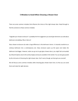 5 Mistakes to Avoid When Choosing a Shower Door