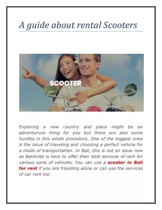 A guide about rental Scooters