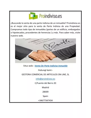 Venta De Parte Indivisa Inmueble | Proindiviso.es