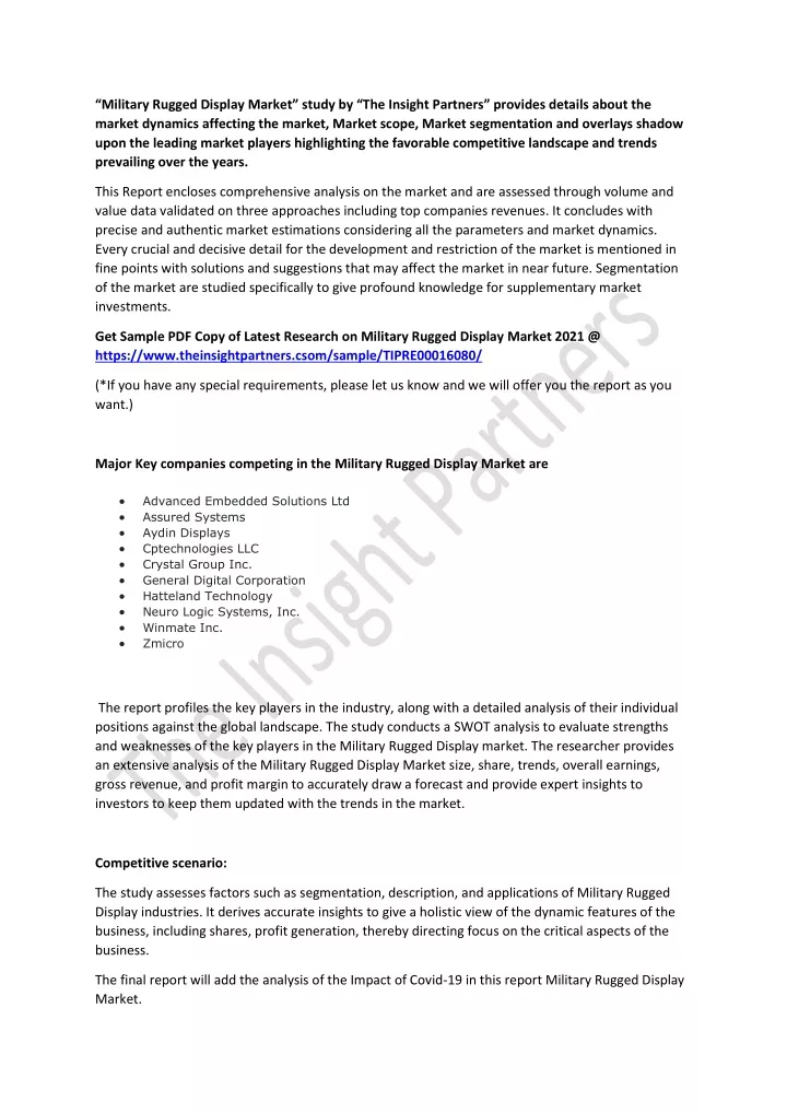 military rugged display market study