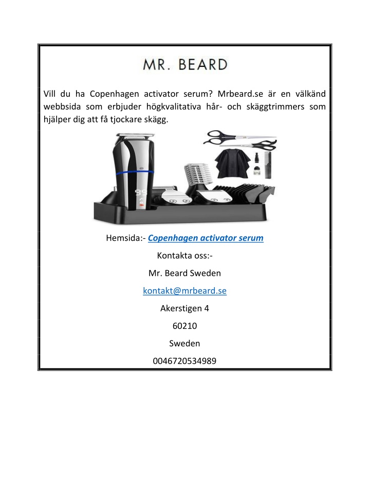 vill du ha copenhagen activator serum mrbeard