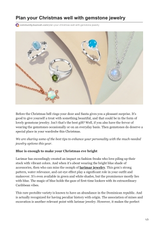 Plan your Christmas well with gemstone jewelry