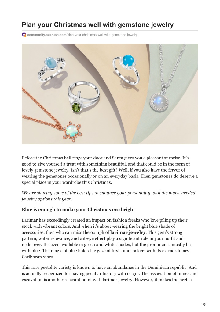 plan your christmas well with gemstone jewelry