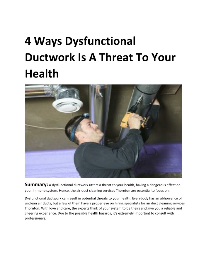 4 ways dysfunctional ductwork is a threat to your