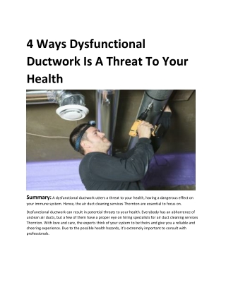 4 Ways Dysfunctional Ductwork Is A Threat To Your Health