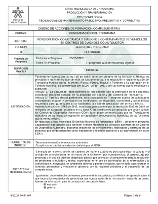 ESTRUCTURA CURRICULAR REVISION TECNICO MECANICA Y EMISIONES CONTAMINANTES DE VEHICULOS 160hr Ver 3