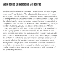 Warehouse Conversions Melbourne