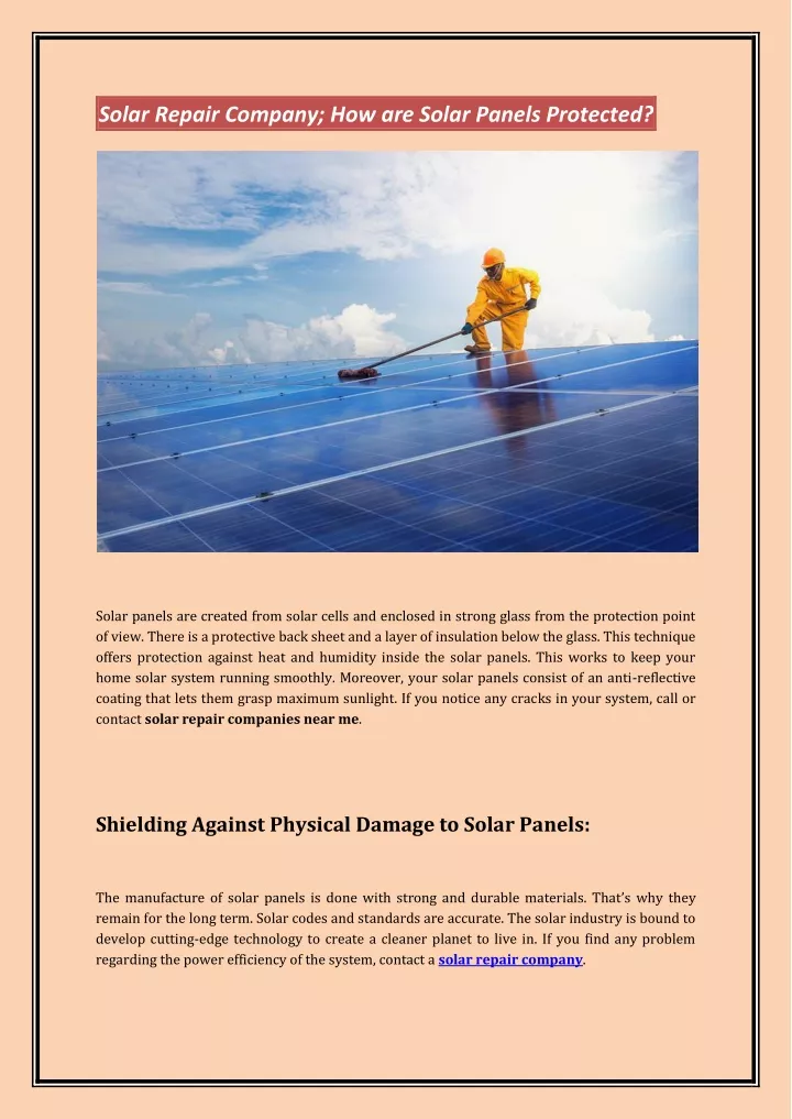 solar repair company how are solar panels