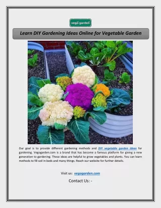 Learn DIY Gardening Ideas Online for Vegetable Garden