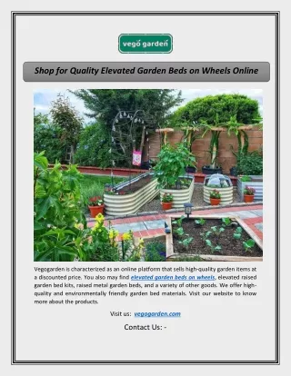Shop for Quality Elevated Garden Beds on Wheels Online