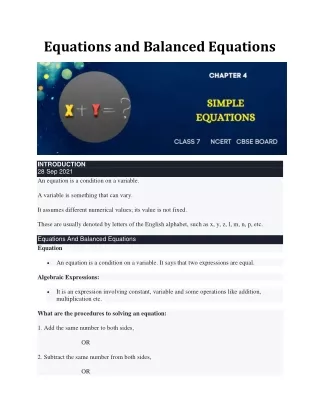 equations and balanced equations