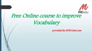 Free Online course to improve Vocabulary