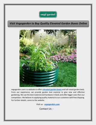 Visit Vegogarden to Buy Quality Elevated Garden Boxes Online