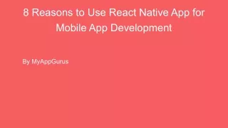 8 Reasons to Use React Native App for Mobile App Development