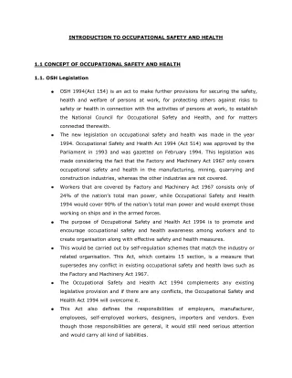 introduction to occupational safety and health