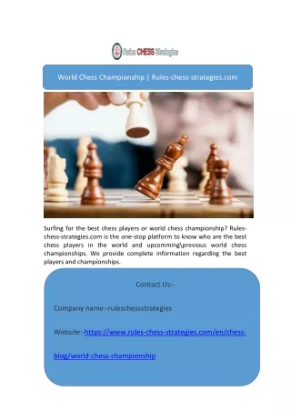 World Chess Championship | Rules-chess-strategies.com