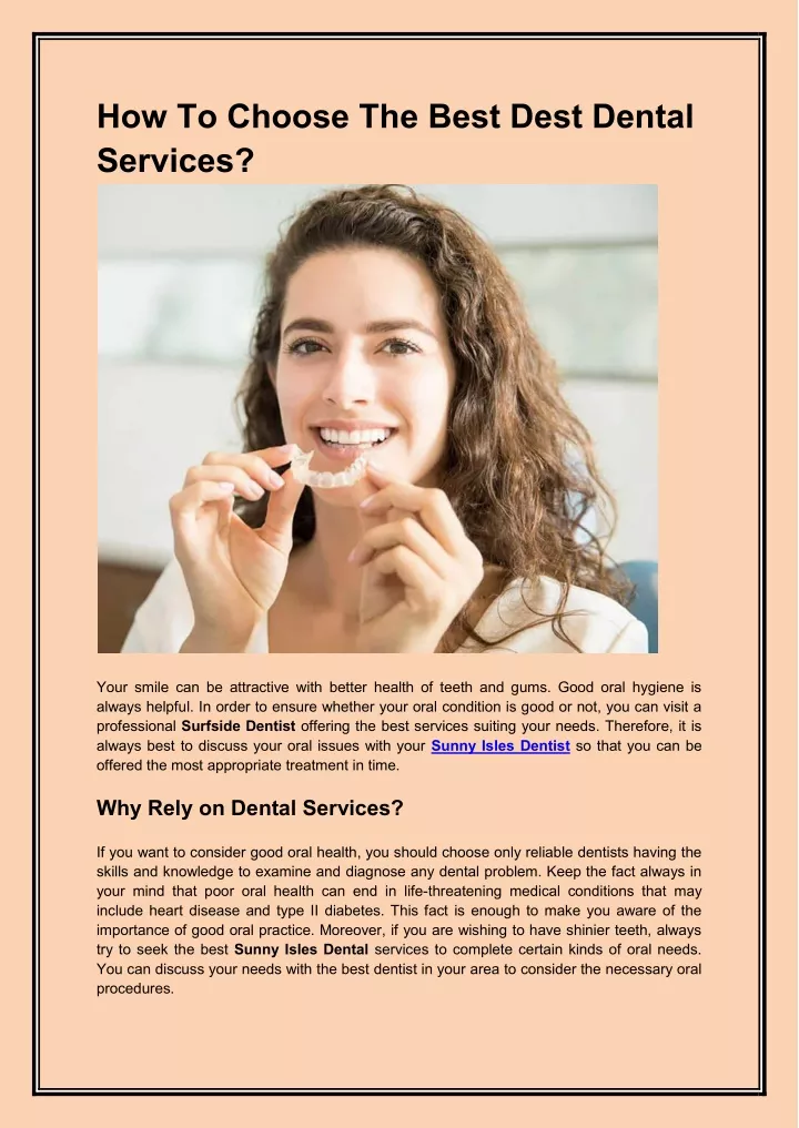 how to choose the best dest dental services