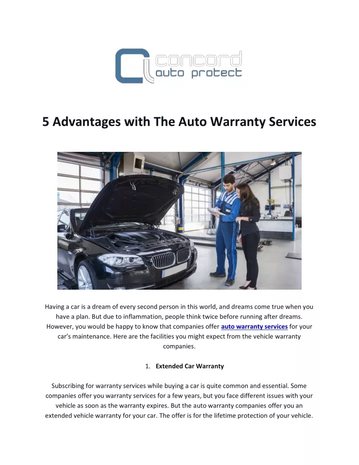 5 advantages with the auto warranty services