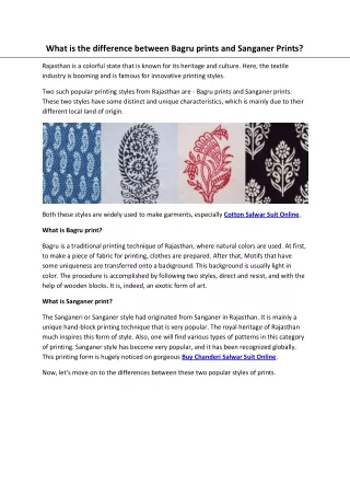 What is the difference between Bagru prints and Sanganer Prints?