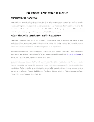 ISO 20000 Certification in Mexico