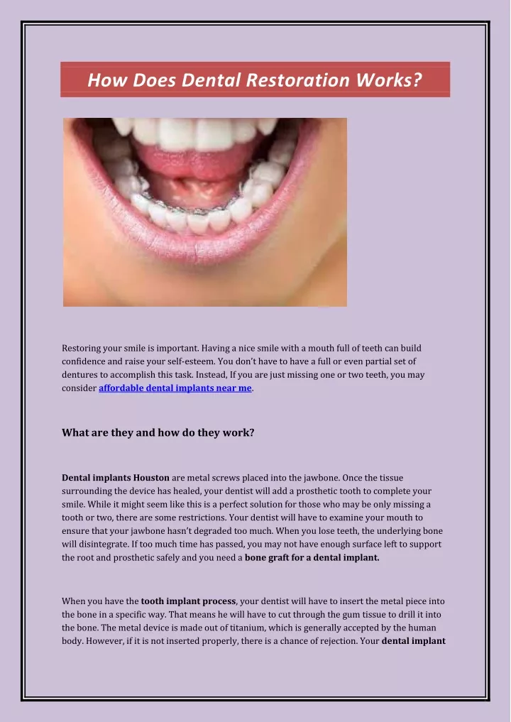 how does dental restoration works